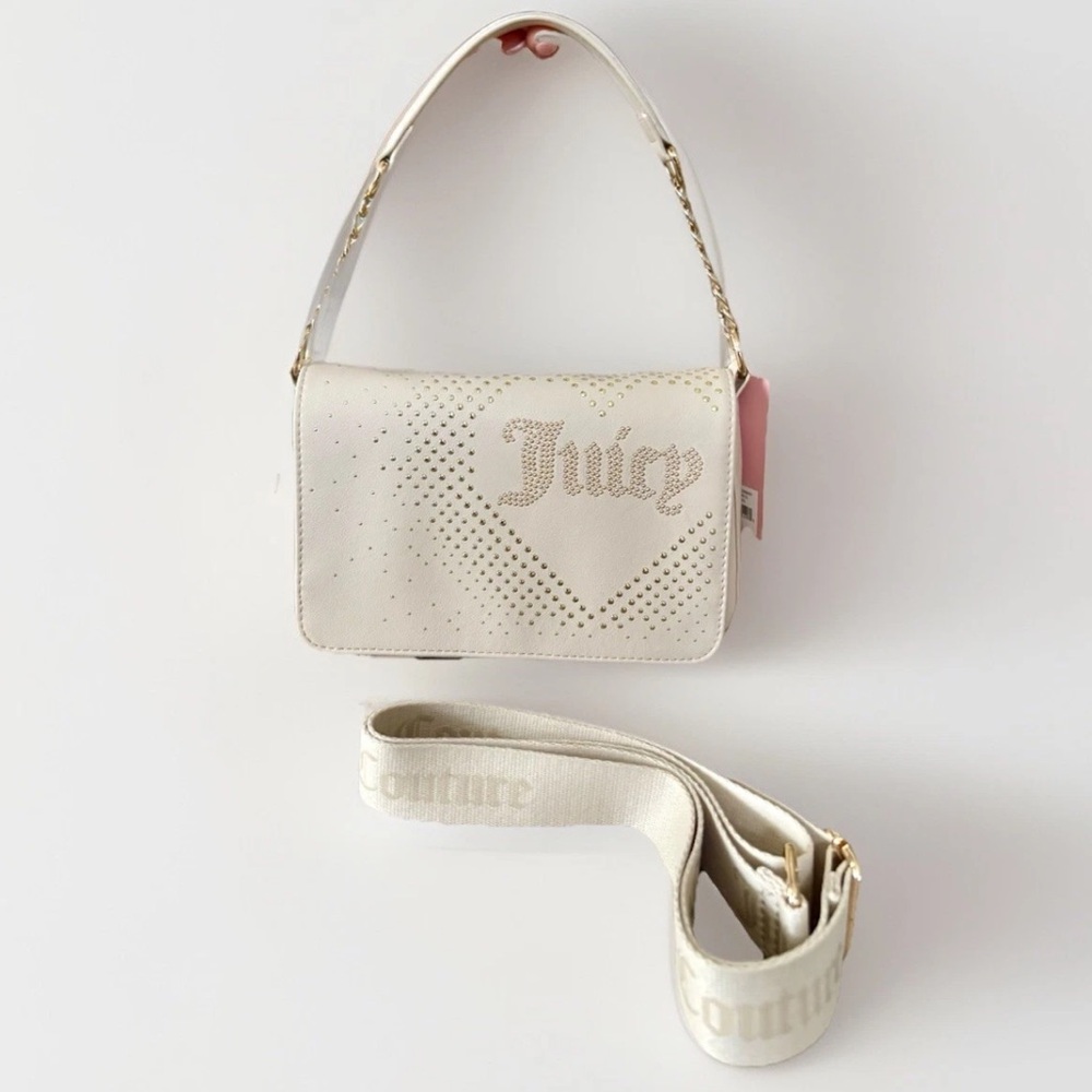 NWT JUICY COUTURE Studded Goth Heart Logo Magnetic Flap Xbody Satchel Bling Bag